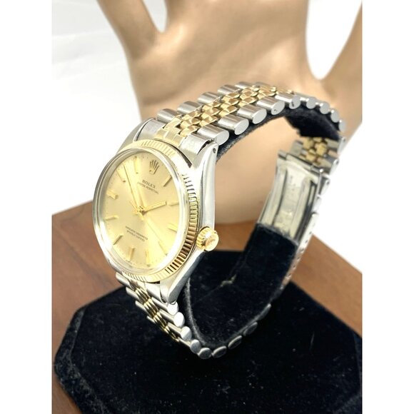 Rolex Oyster Perpetual Men's Watch 1005 Swiss Automatic Vintage 1969 2-Tone 34mm - Picture 2 of 13